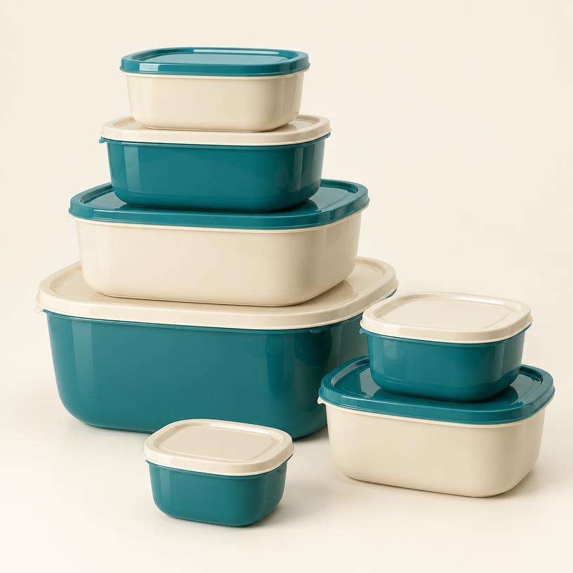 Nested plastic food storage containers
